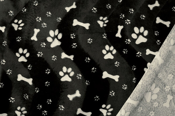 Velboa Dog Paws with Bone Black Velboa Dog Paws with Bone Black