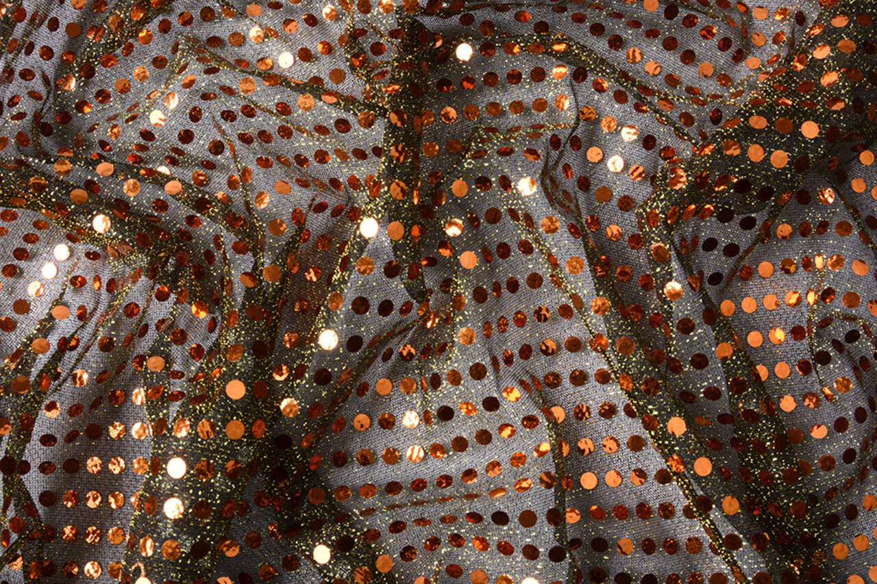 Sequins on Lurex Rust brique