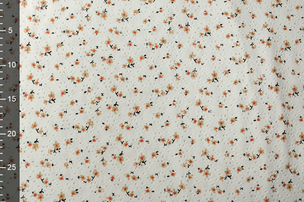 Oeko-Tex®  Baumwoll Jersey Stickerei  Blumen Creme Oeko-Tex®  Baumwoll Jersey Stickerei  Blumen Creme