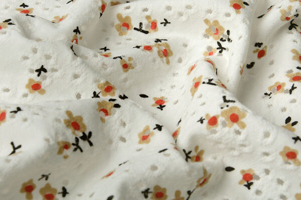 Oeko-Tex®  Baumwoll Jersey Stickerei  Blumen Creme Oeko-Tex®  Baumwoll Jersey Stickerei  Blumen Creme