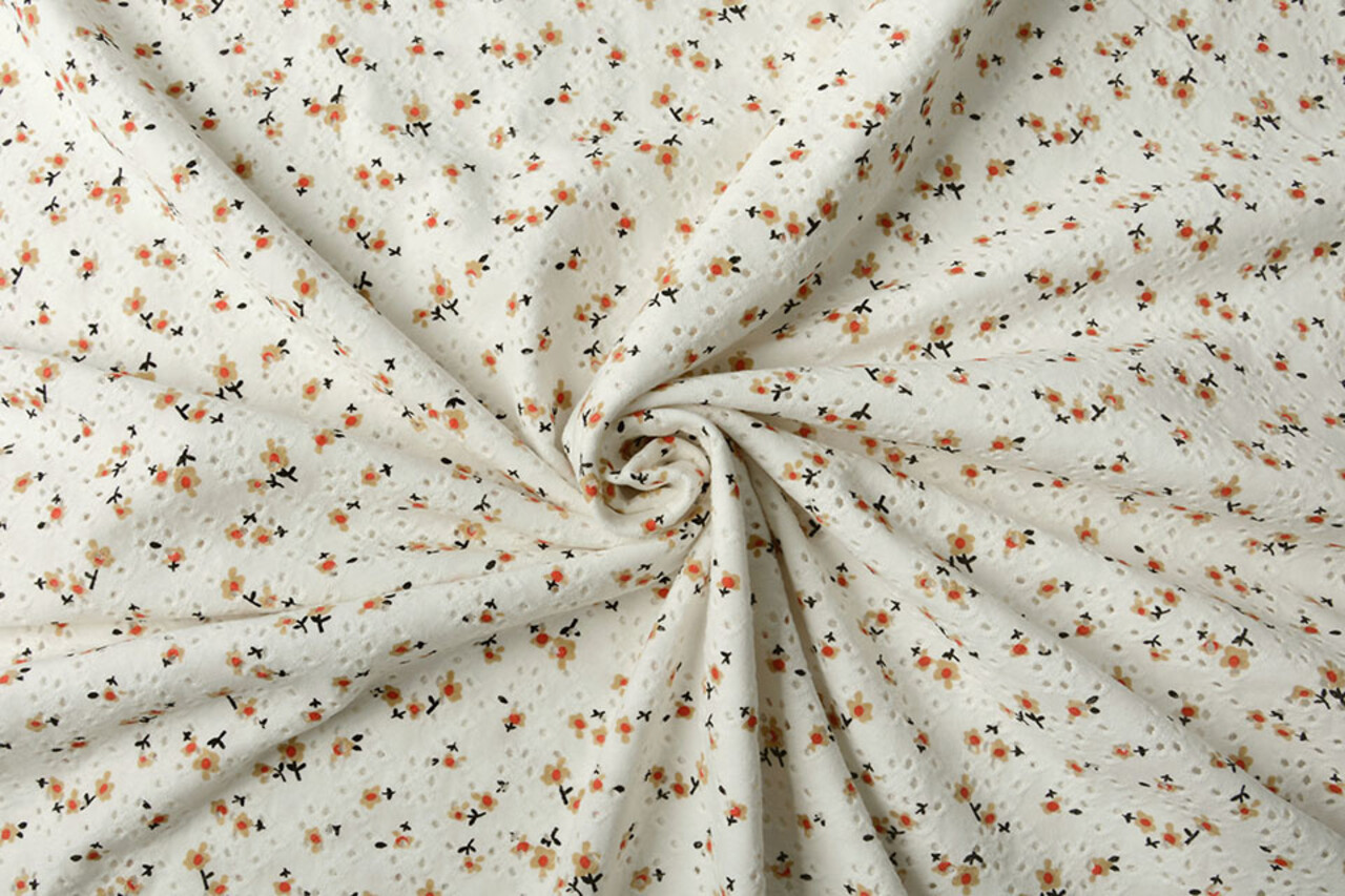 Oeko-Tex®  Baumwoll Jersey Stickerei  Blumen Creme Oeko-Tex®  Baumwoll Jersey Stickerei  Blumen Creme