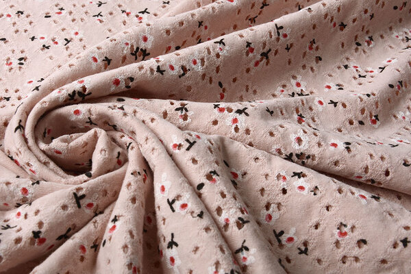 Oeko-Tex® Jersey de Algodón Bordado Inglés Flores Rosa Empolvado Oeko-Tex® Jersey de Algodón Bordado Inglés Flores Rosa Empolvado