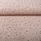 Oeko-Tex®  Jersey Coton Broderie Anglaise Fleurs Rose Poudré
