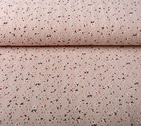 Oeko-Tex® Cotone Jersey Ricamo Fiori Rosa Cipria Oeko-Tex® Cotone Jersey Ricamo Fiori Rosa Cipria
