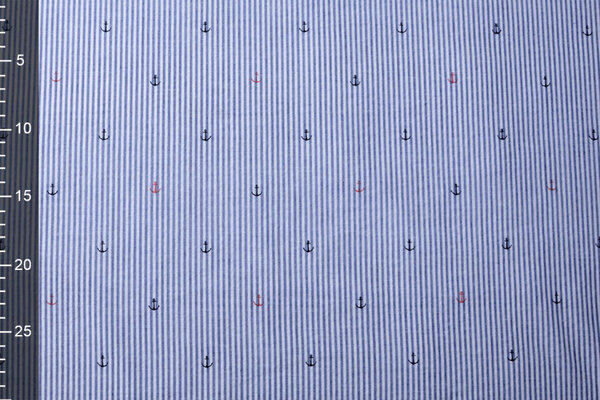 Seersucker Streifen Anker Rot Schwarz Seersucker Streifen Anker Rot Schwarz