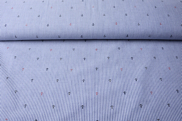 Seersucker  Stripes Anchor Red Black Seersucker  Stripes Anchor Red Black