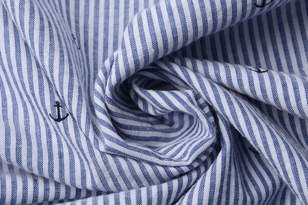 Seersucker Strepen Anker Rood Zwart