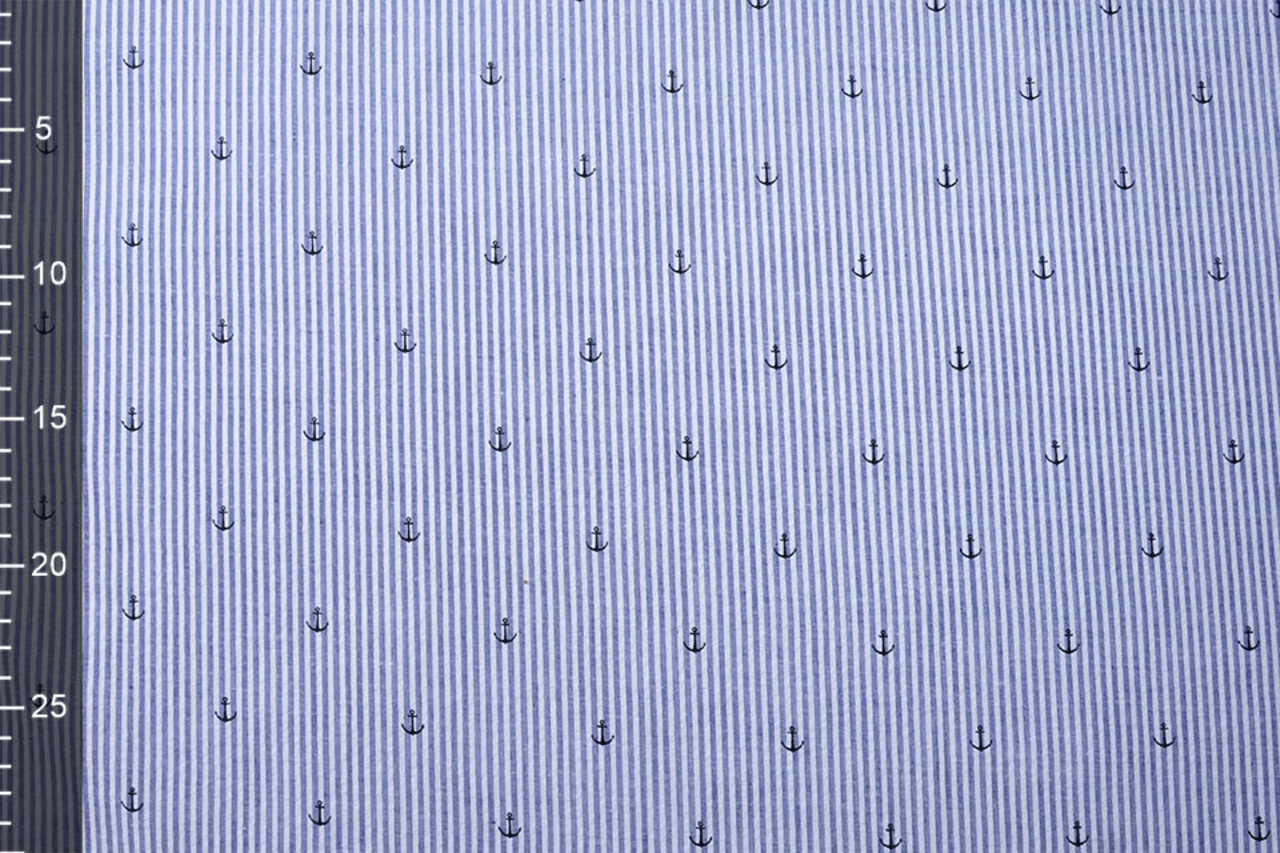 Seersucker Strepen Anker Zwart