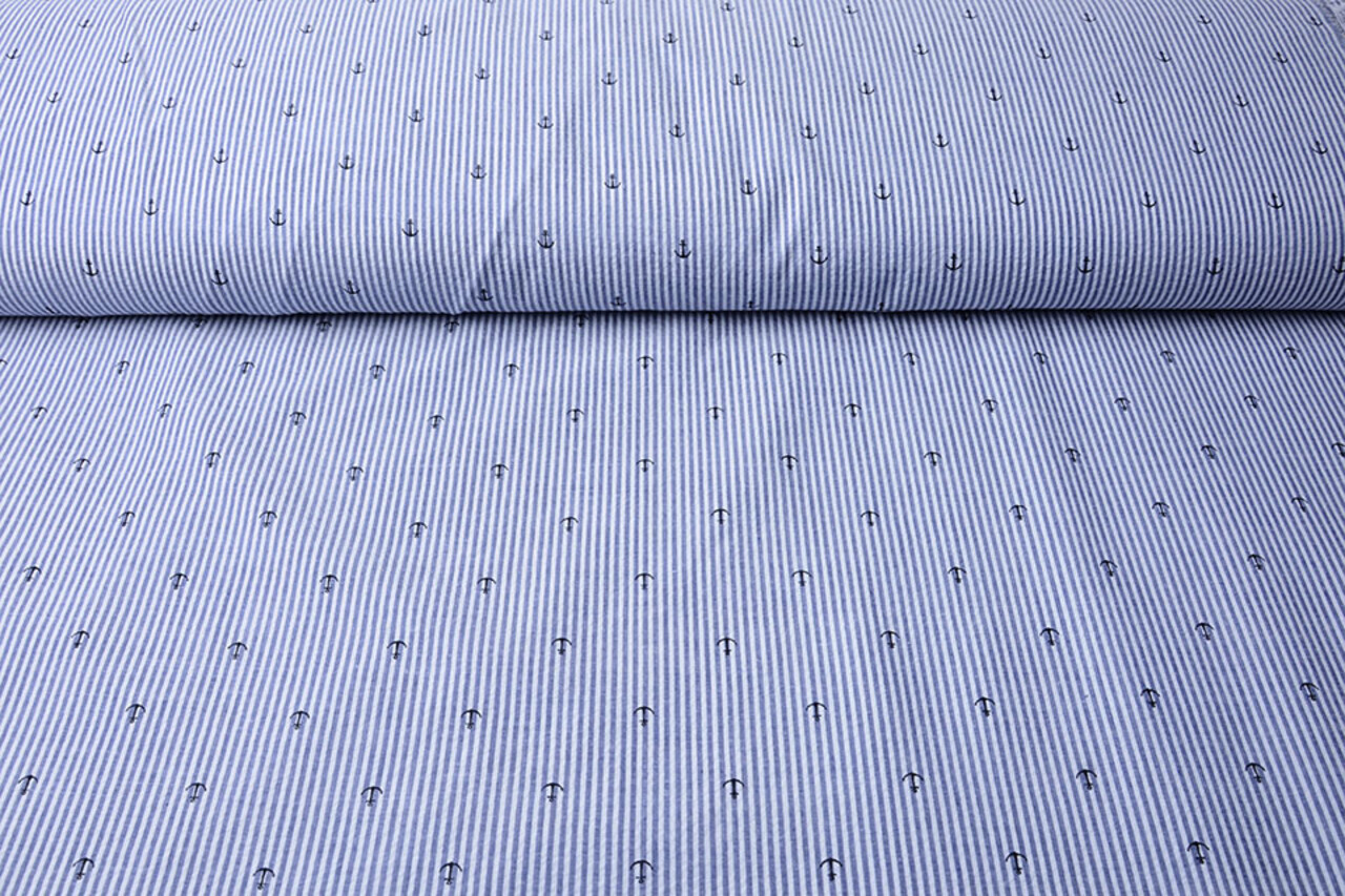 Seersucker Stripes Anchor Black