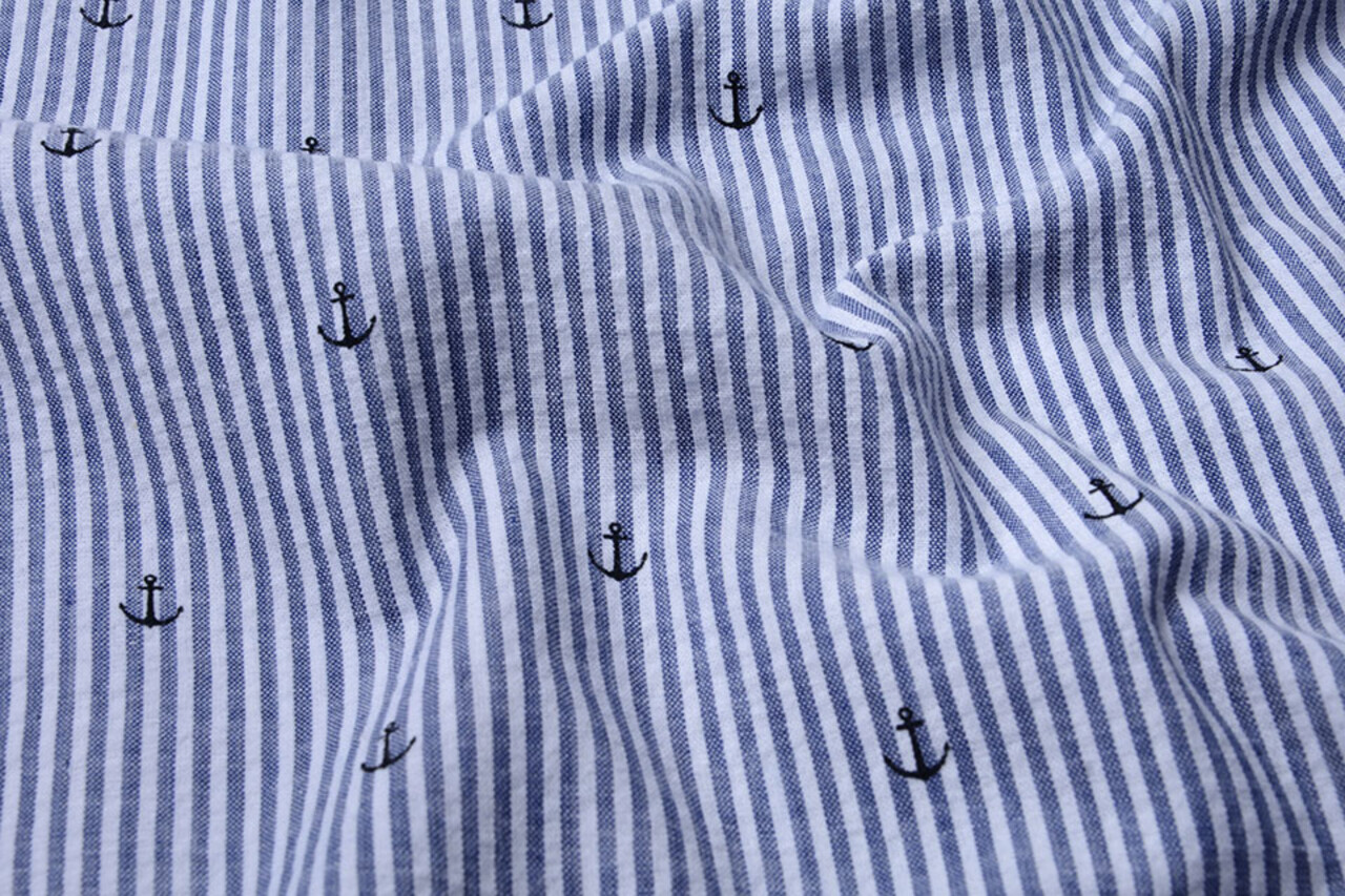 Seersucker Stripes Anchor Black