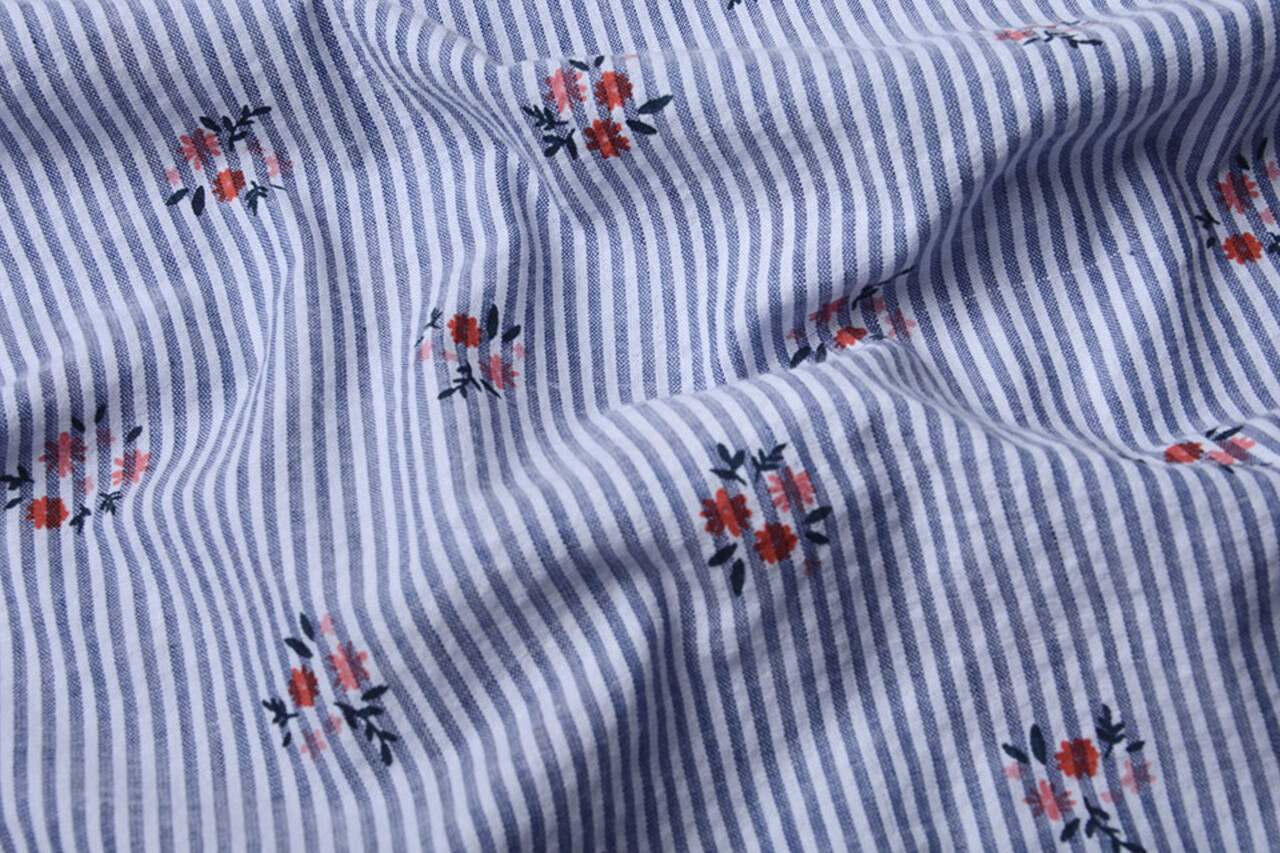 Seersucker Stripes Flowers Red Seersucker Stripes Flowers Red