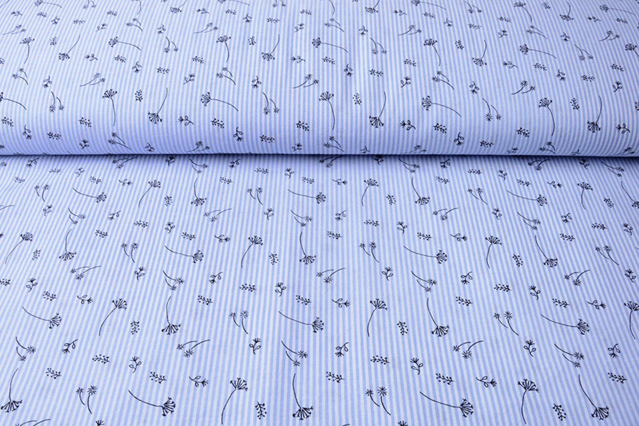 Seersucker Streifen Blasenblume Babyblau