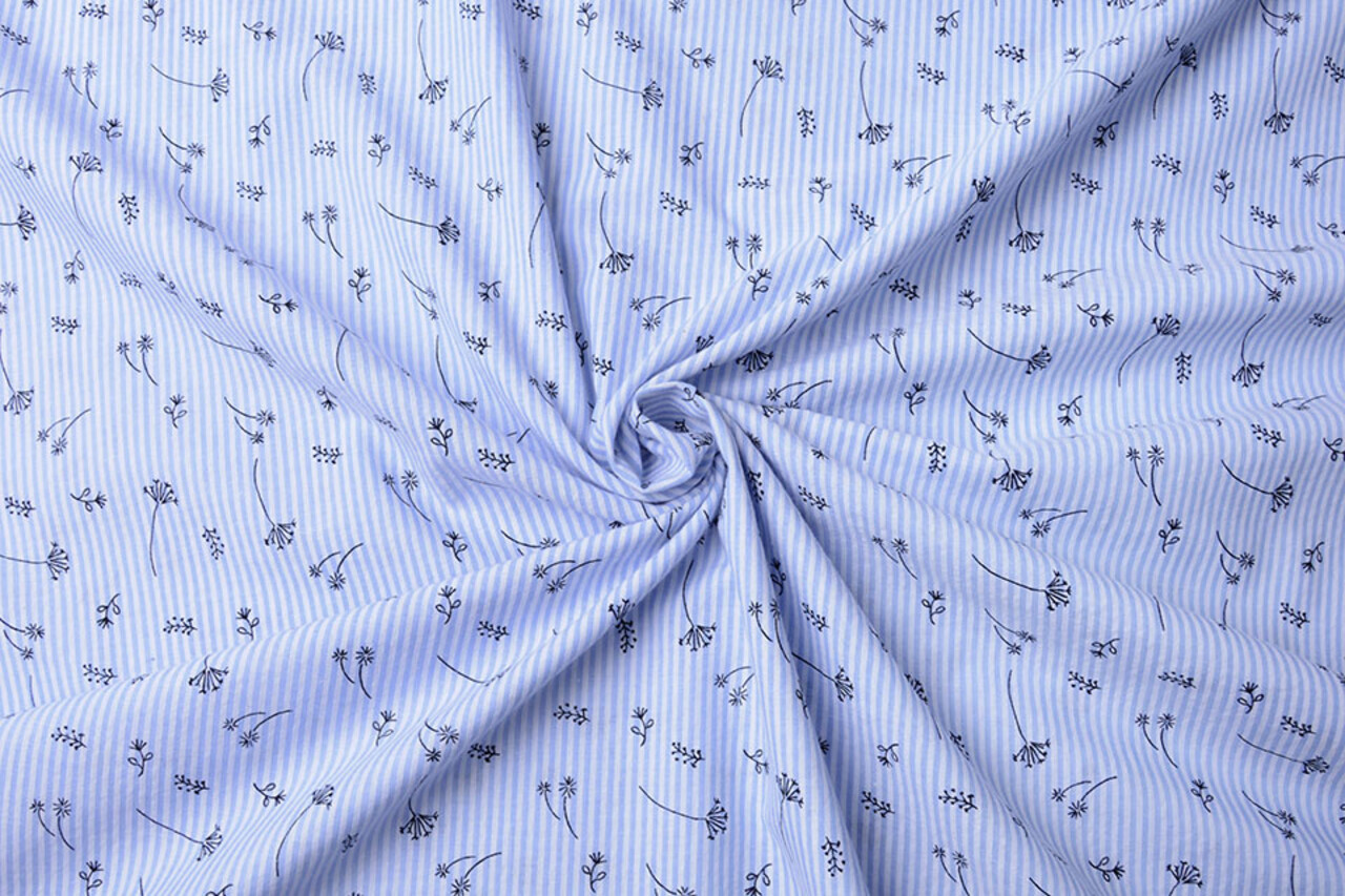 Seersucker Strepen Blaasbloem Baby Blauw Seersucker Strepen Blaasbloem Baby Blauw