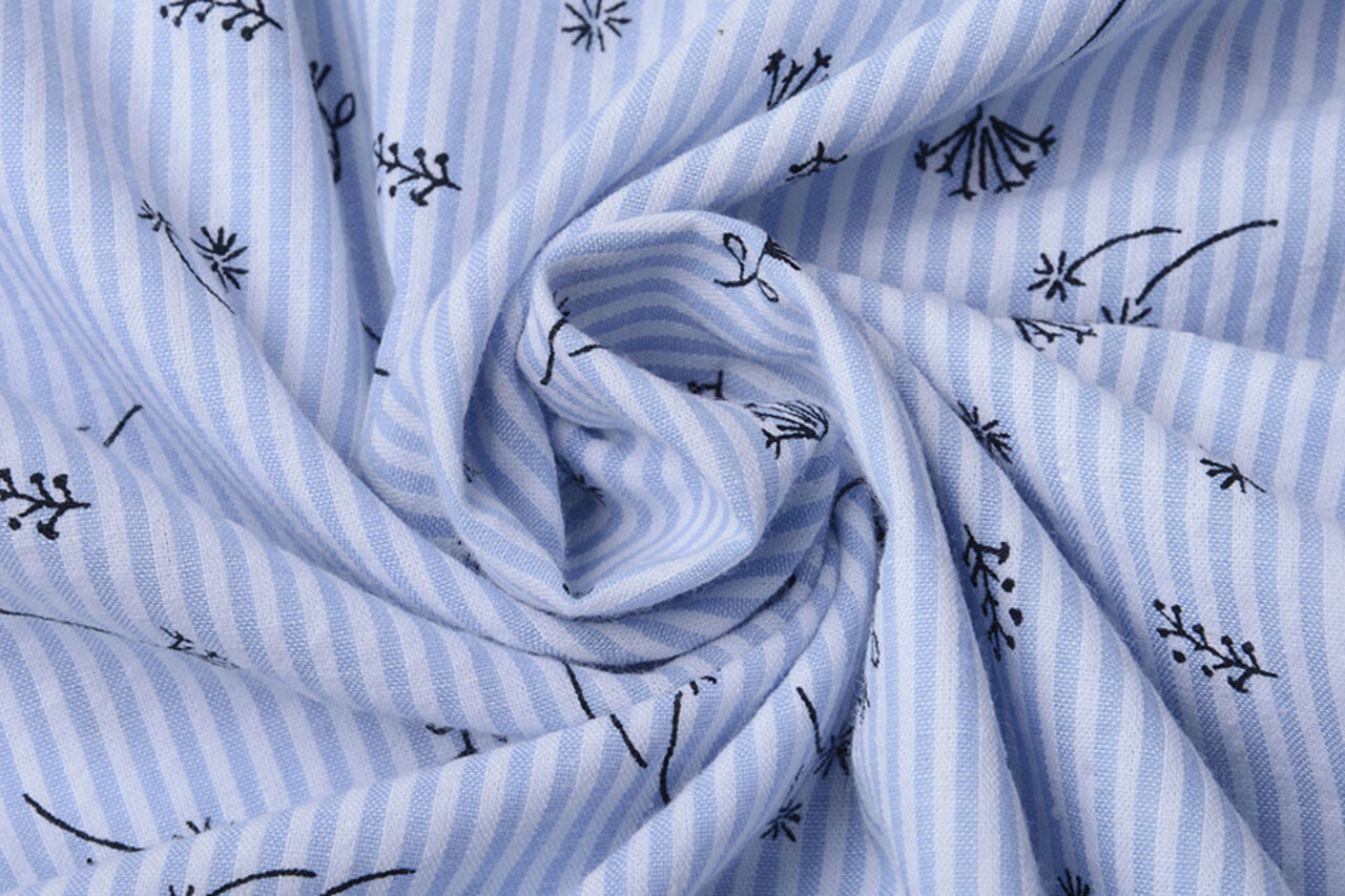 Seersucker Streifen Blasenblume Babyblau