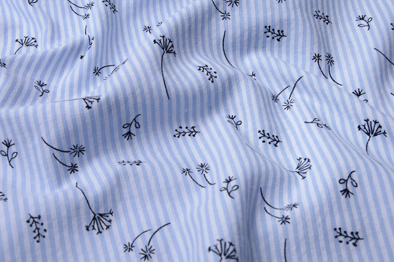 Seersucker Streifen Blasenblume Babyblau