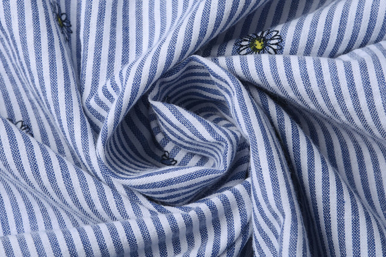Seersucker Streifen Gänseblümchen Seersucker Streifen Gänseblümchen