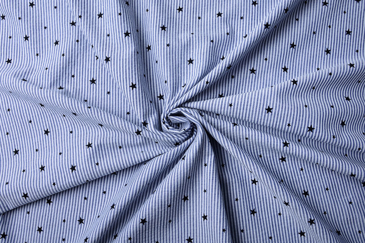 Seersucker Righe con Stelle Seersucker Righe con Stelle