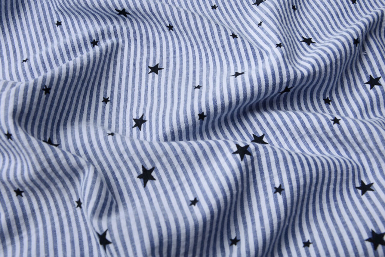 Seersucker Rayures avec Étoiles Seersucker Rayures avec Étoiles