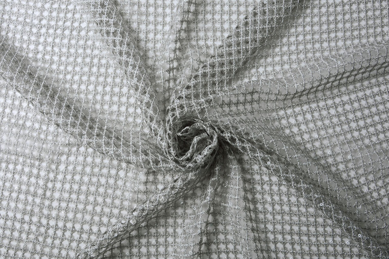 Häkel Spitze  Pailletten Leonie Silber Häkel Spitze  Pailletten Leonie Silber