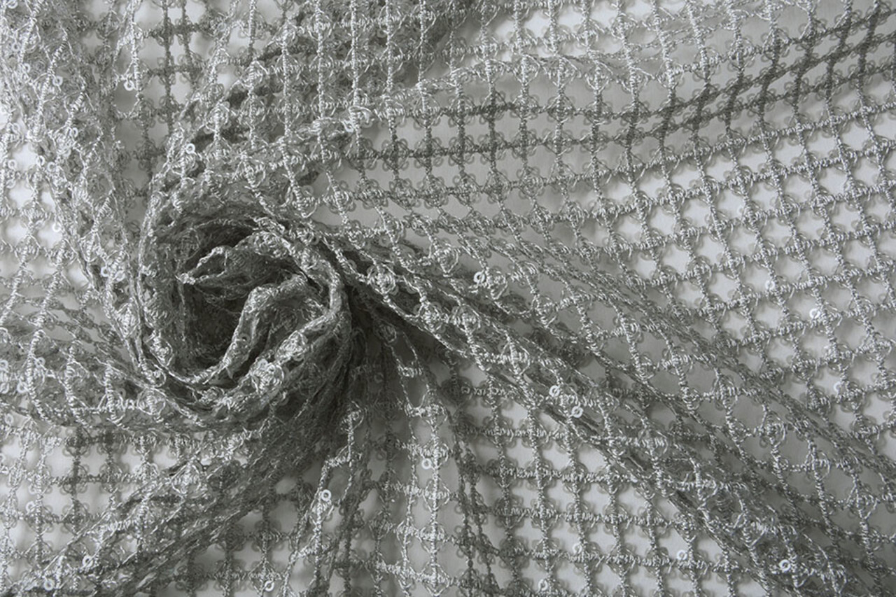 Crochet Lace Sequins Leonie Silver