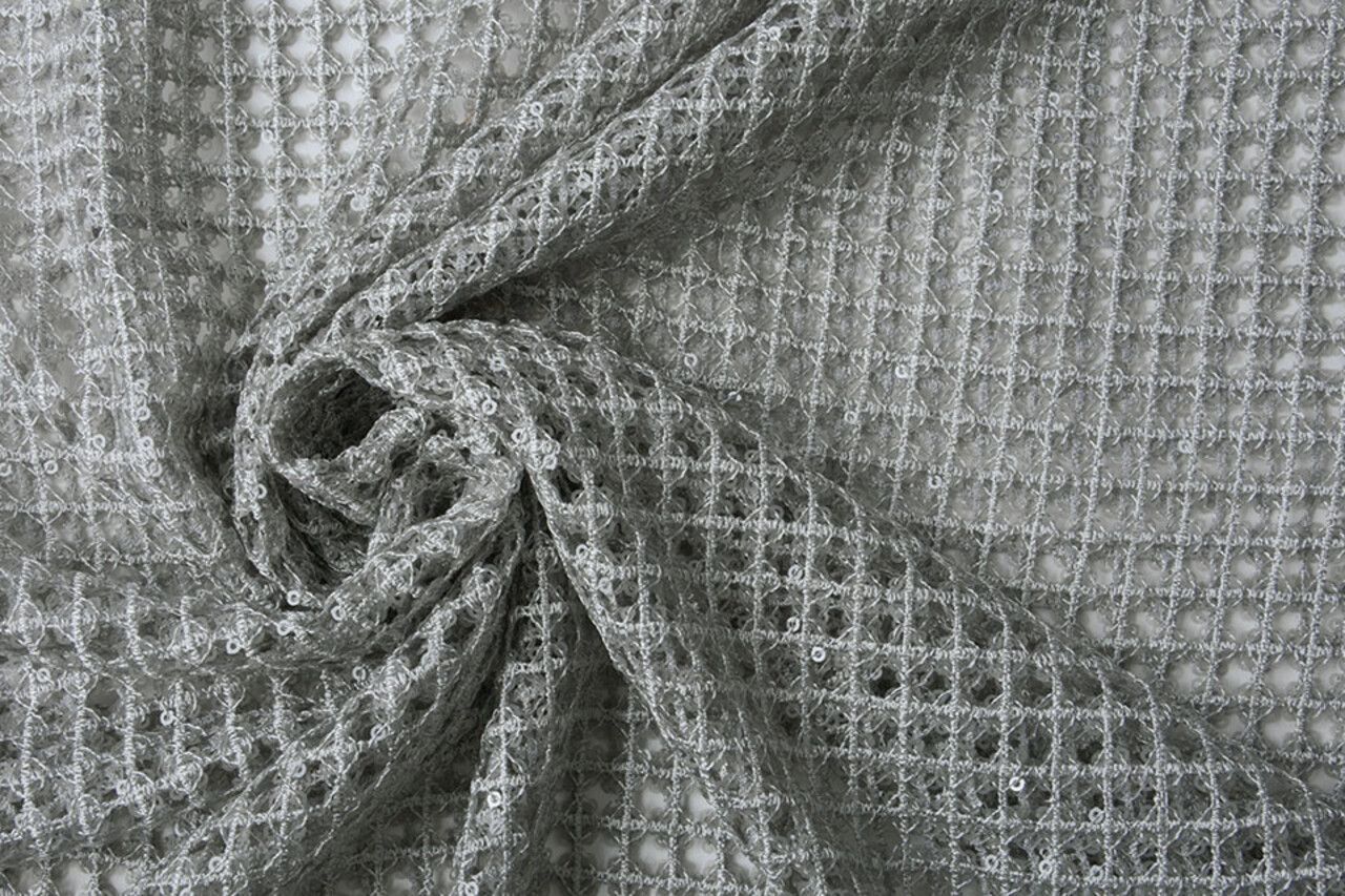 Crochet Lace Sequins Leonie Silver