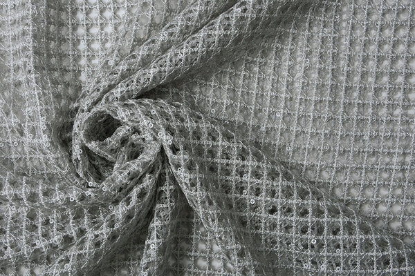 Crochet Lace Sequins Leonie Silver