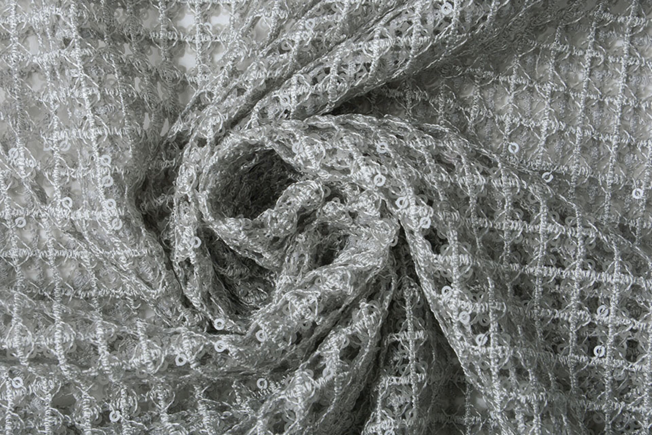 All’uncinetto Pizzo Paillettes Leonie Argento