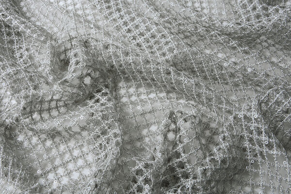 Häkel Spitze  Pailletten Leonie Silber Häkel Spitze  Pailletten Leonie Silber