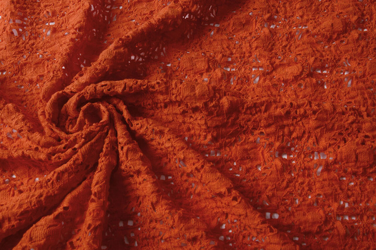 Jersey Gestrickt Dunkelorange