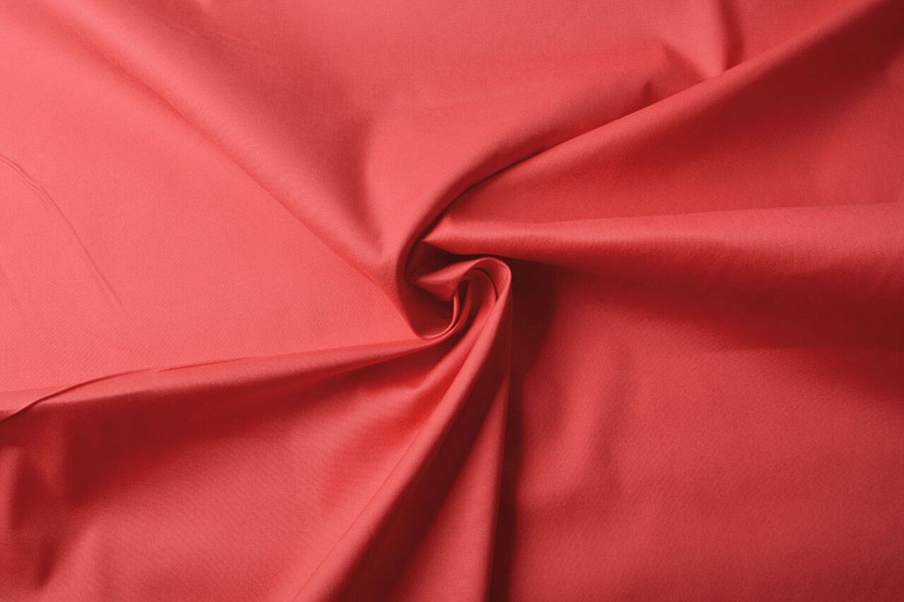 Stretch Poplin Coral Red