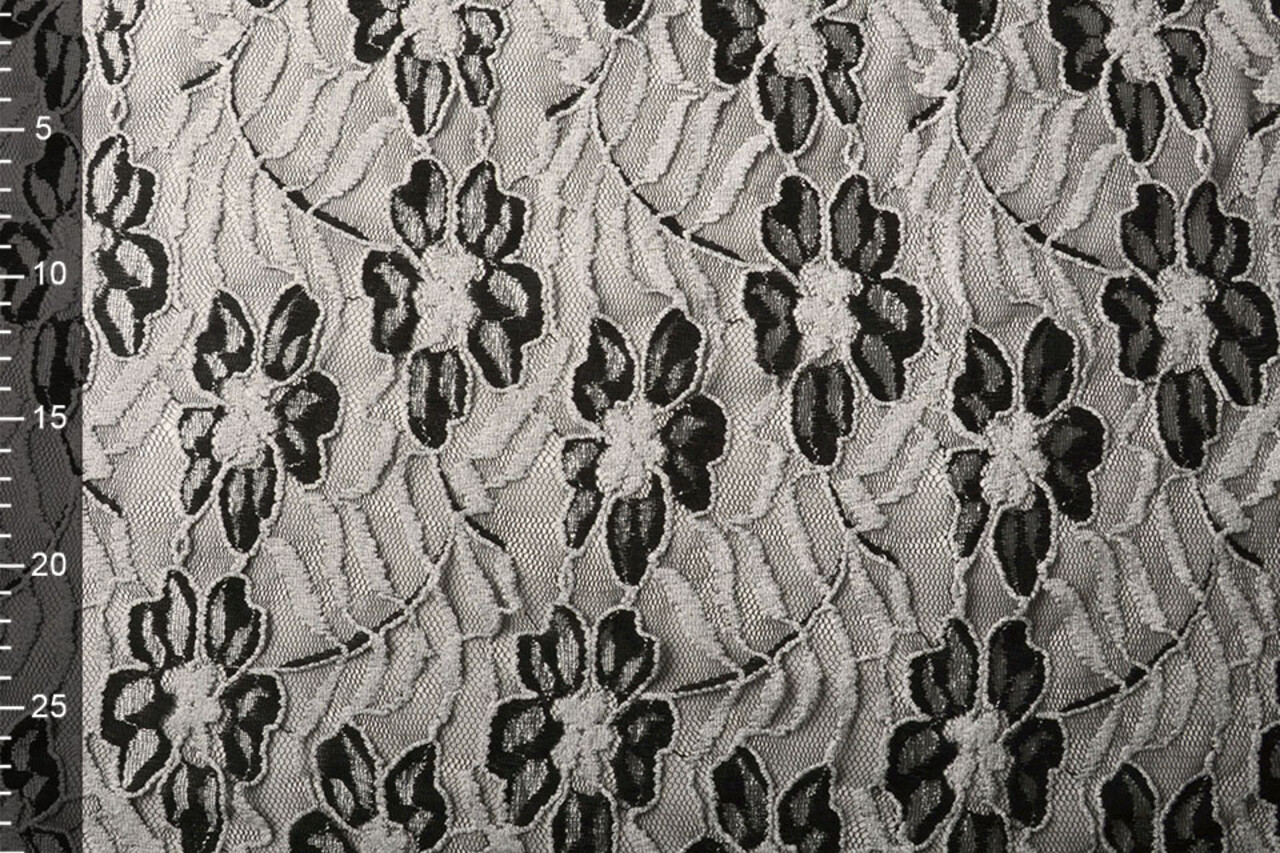 Spitze Blumen Suze Schwarz Silber