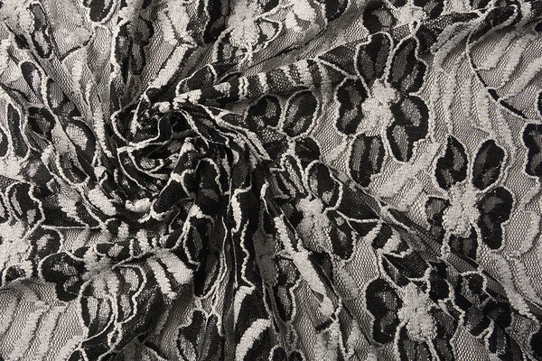 Spitze Blumen Suze Schwarz Silber