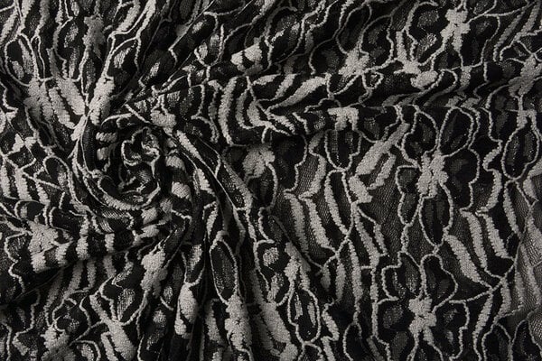 Spitze Blumen Suze Schwarz Silber