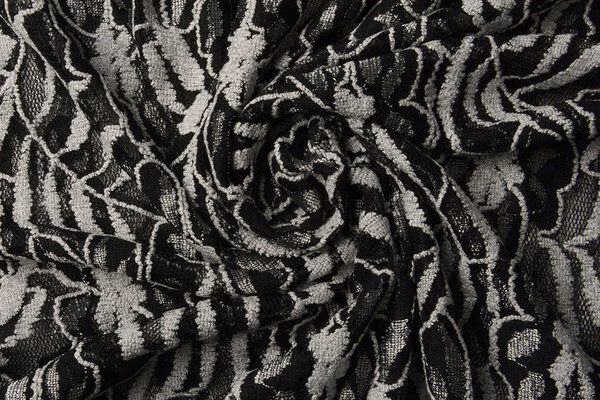 Spitze Blumen Suze Schwarz Silber