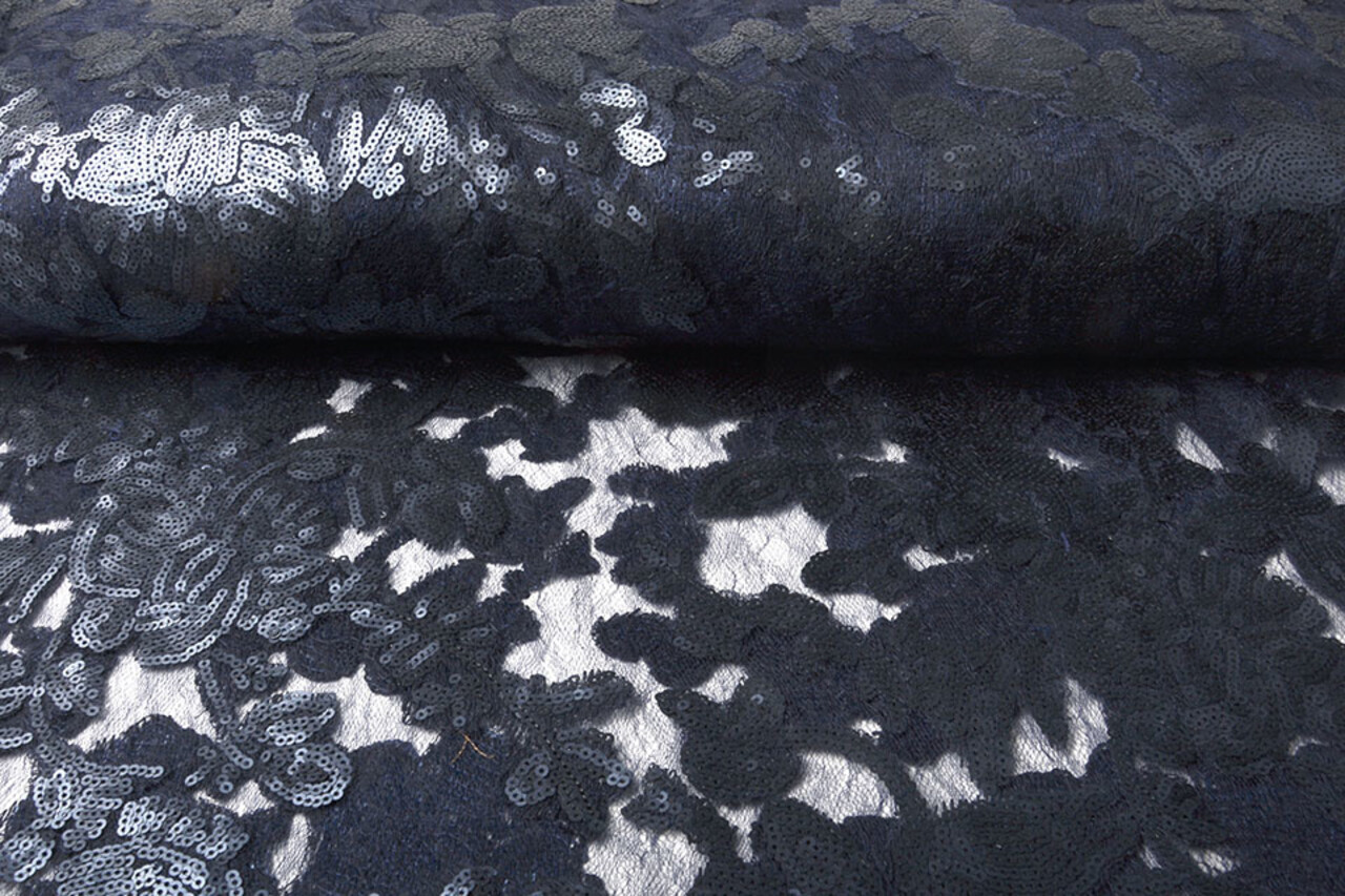 Mesh Embroidered  Sequins Kiki Navy Blue