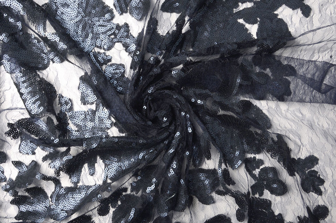 Mesh Embroidered  Sequins Kiki Navy Blue