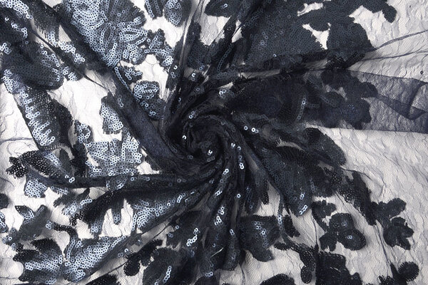Mesh Ricamato Paillettes Kiki Blu Navy Mesh Ricamato Paillettes Kiki Blu Navy
