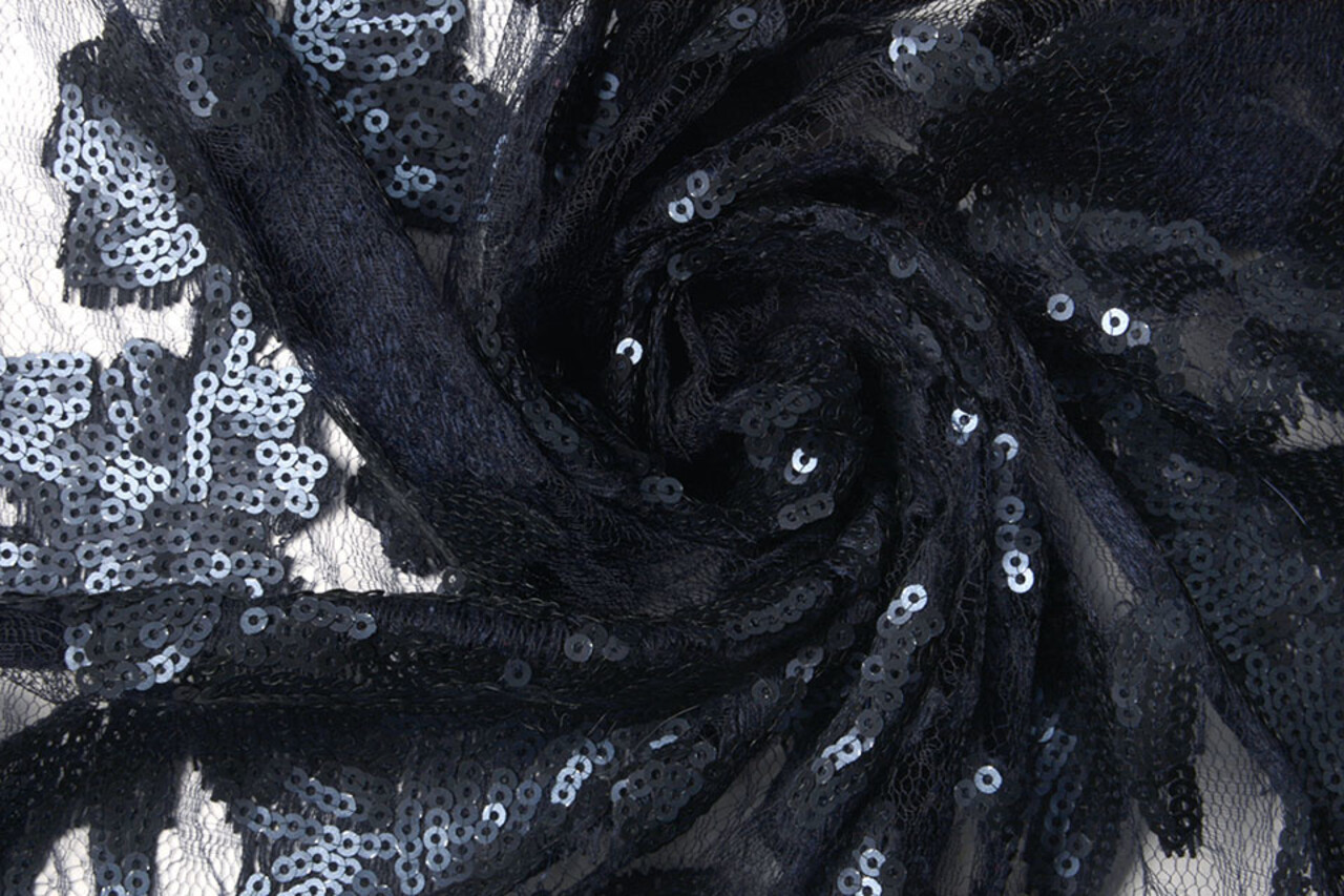 Mesh Ricamato Paillettes Kiki Blu Navy Mesh Ricamato Paillettes Kiki Blu Navy