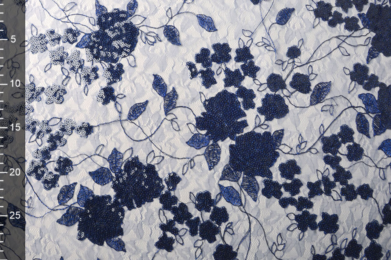 Mesh Ricamato Paillettes Maria Blu Reale