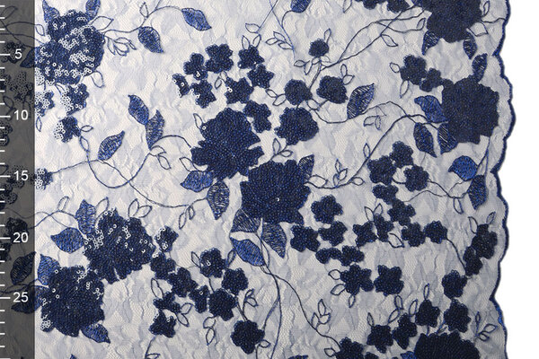 Mesh Ricamato Paillettes Maria Blu Reale