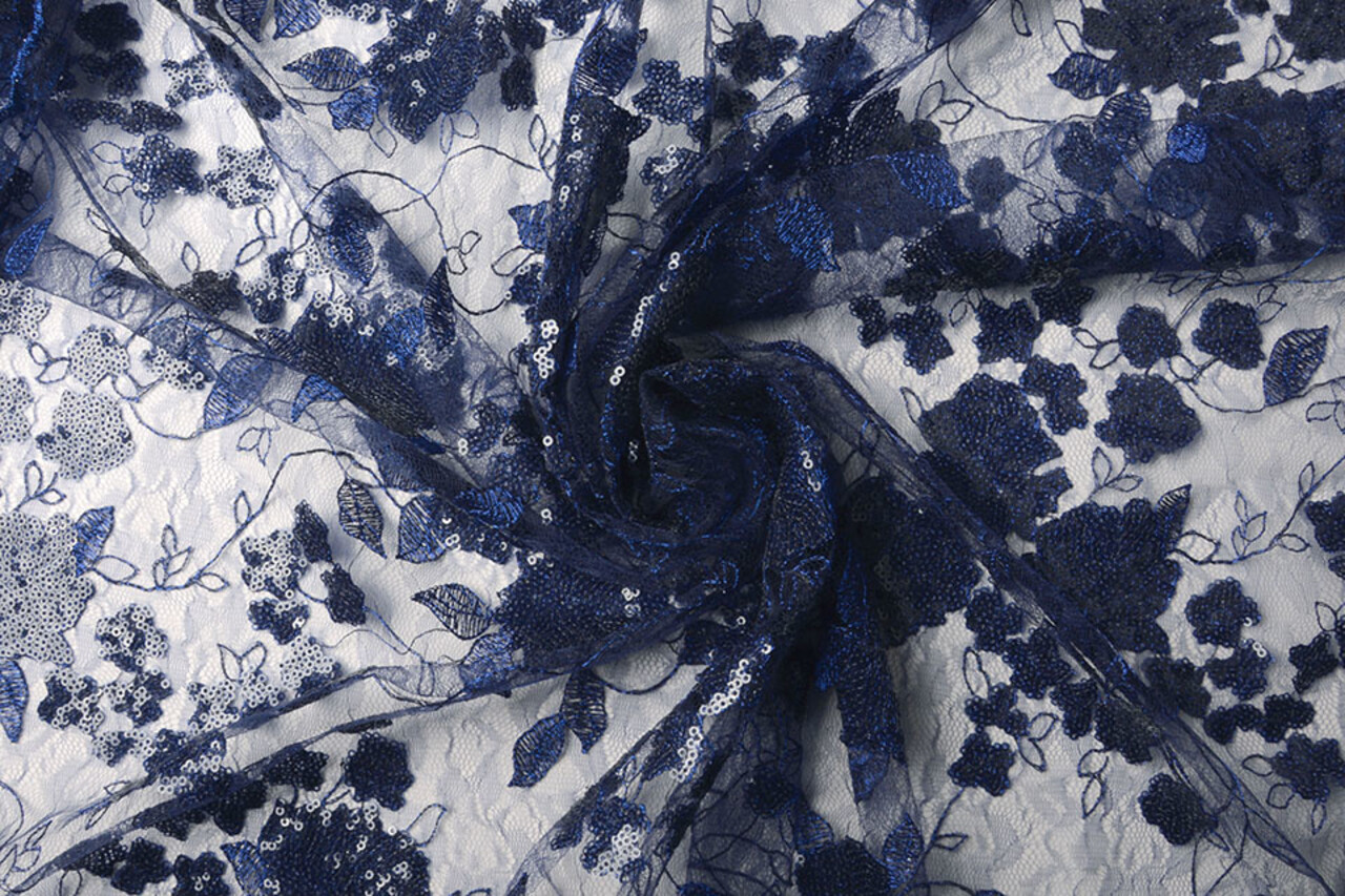 Mesh Embroidered  Sequins Maria Royal Blue