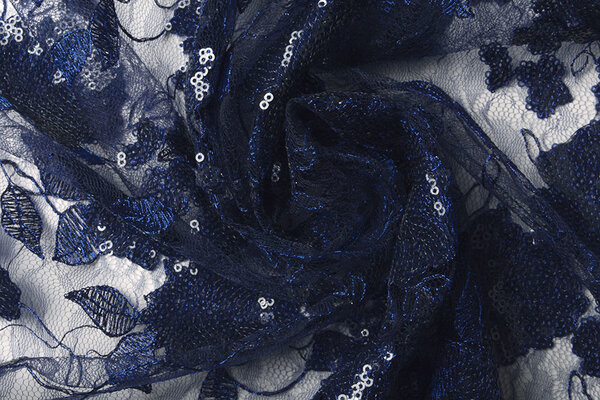 Mesh Embroidered  Sequins Maria Royal Blue