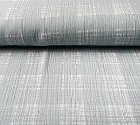 Oeko-Tex®  Baumwoll Musselin Stoff Karo Blau Grau