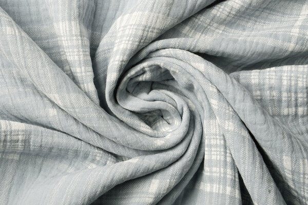 Oeko-Tex®  Tessuto di Mussola Quadri Blu Grigio