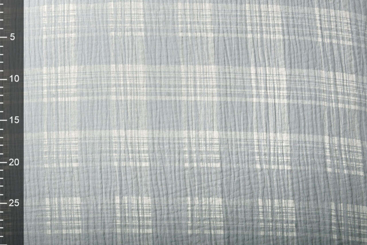 Oeko-Tex®  Tela de Muselina Cuadros Azul Gris