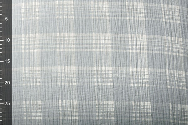 Oeko-Tex®  Double Gauze Fabric Check Blue Grey