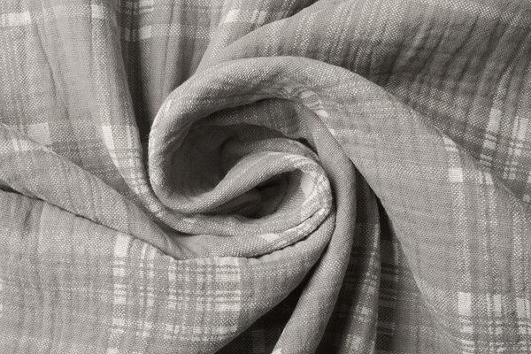 Oeko-Tex®  Double Gauze Fabric Check Middle Grey