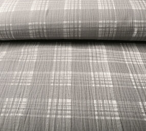 Oeko-Tex®  Baumwoll Musselin Stoff Karo Mittelgrau