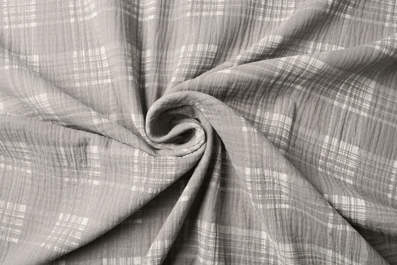 Oeko-Tex®  Hydrofiel Stof Ruit Midden  Grijs Oeko-Tex®  Hydrofiel Stof Ruit Midden  Grijs