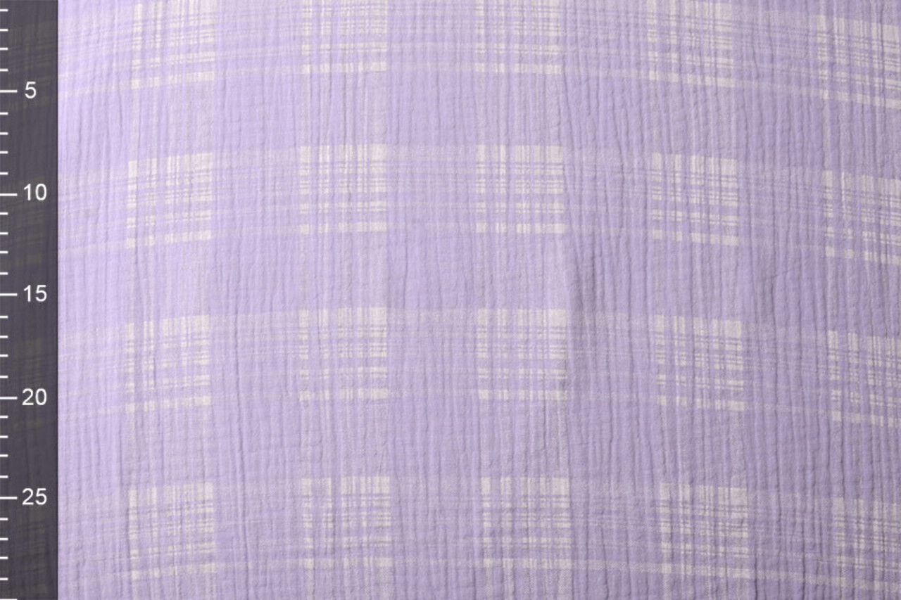 Oeko-Tex® Coton Double Gaze Tissu Carreaux Lilas Oeko-Tex® Coton Double Gaze Tissu Carreaux Lilas